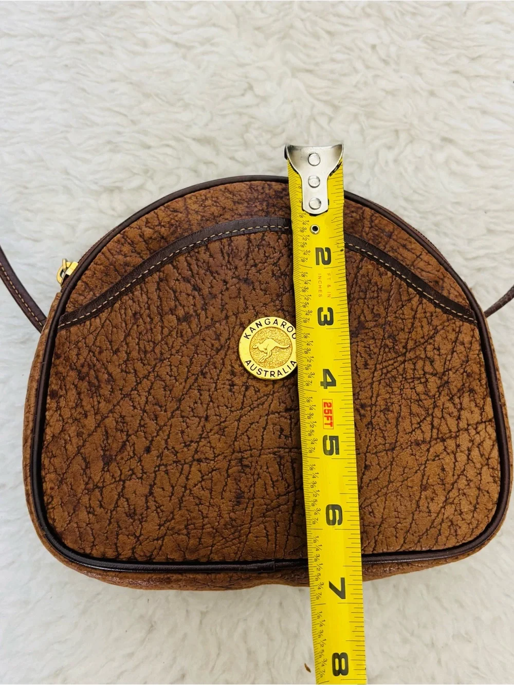 Kangaroo Australia Genuine Brown Leather Small Shoulder Bag 7.5”x7”x2”